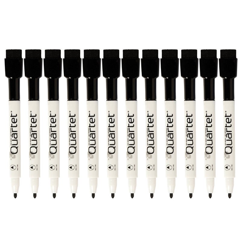 Quartet Dry Erase Markers, Whiteboard Markers, Fine Tip, ReWritables, Mini, Magnetic, Black, 12 Pack (48170) - Image 1